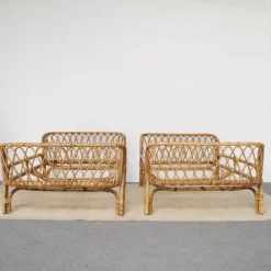 Pamono Bamboo Bed attributed to Franca Helg, 1960s