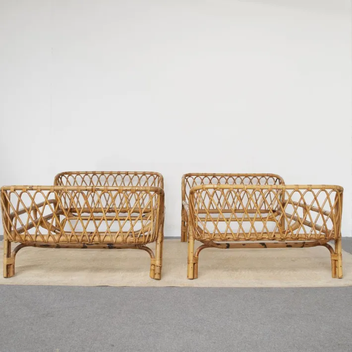 Pamono Bamboo Bed attributed to Franca Helg, 1960s