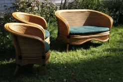 Pamono Bamboo Rattan Lounge Chairs from Rausch, Set of 3 Sale
