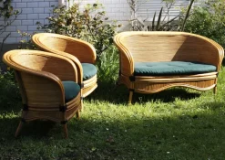 Pamono Bamboo Rattan Lounge Chairs from Rausch, Set of 3 Sale