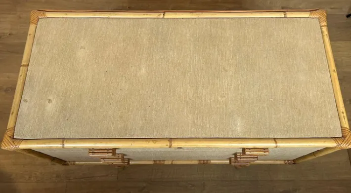 Pamono Bamboo, Rattan, Wood and Raffia Chest of Drawers by Audoux & Minet New