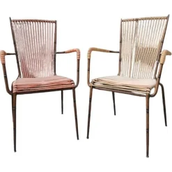 Pamono Bamboo Style Metal Chairs from Doncoc, Italy, 1950s, Set of 2 New