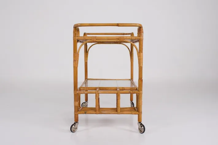 Pamono Bamboo Trolley Serving Tray, 1960s Best