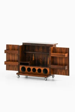 Pamono Bar Cabinet in Rosewood, Formica and Steel on Wheels attributed to Illum Wikkelsø, 1960s Discount
