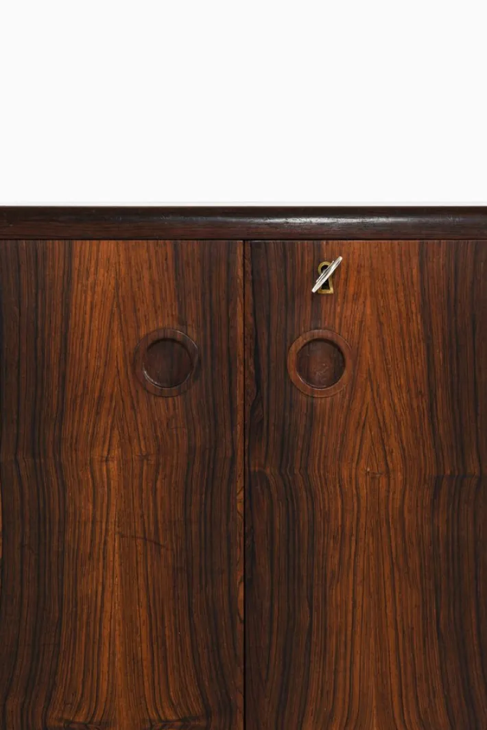 Pamono Bar Cabinet in Rosewood, Formica and Steel on Wheels attributed to Illum Wikkelsø, 1960s Discount