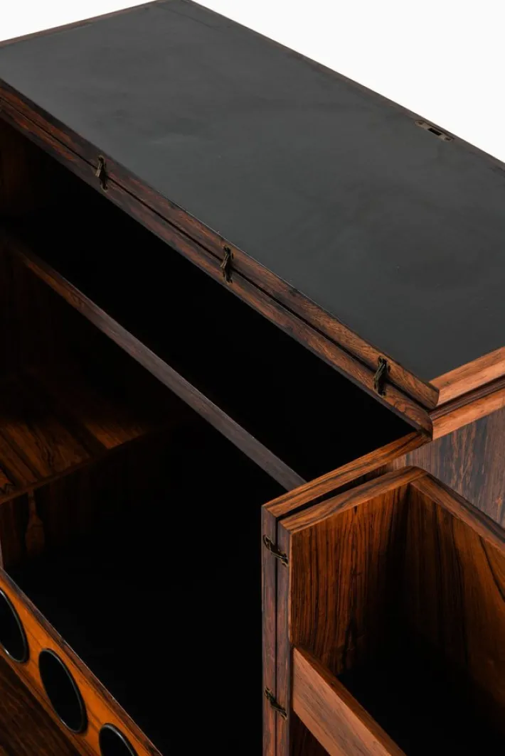 Pamono Bar Cabinet in Rosewood, Formica and Steel on Wheels attributed to Illum Wikkelsø, 1960s Discount