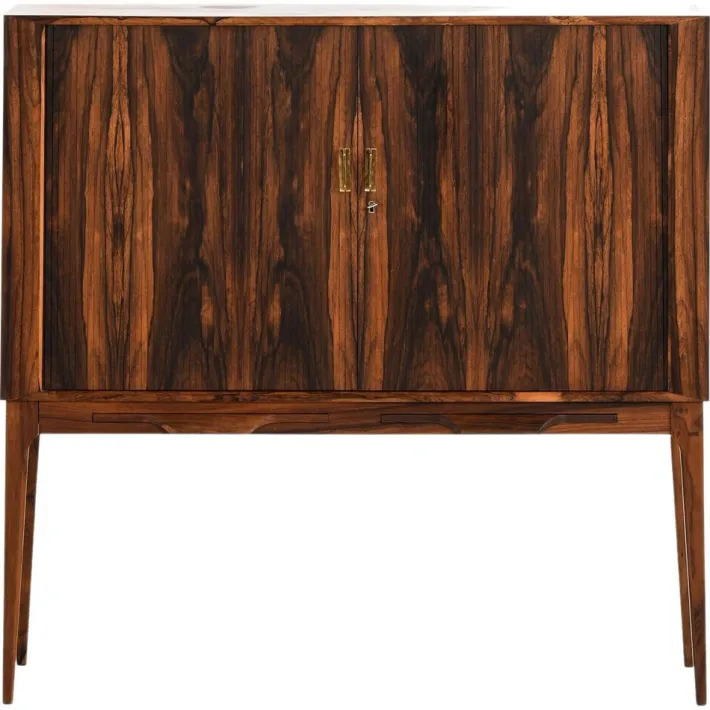 Pamono Bar Cabinet with Tambour Doors in Rosewood and Glass attributed to Kurt Østervig, 1960s Outlet