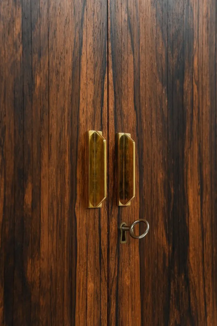 Pamono Bar Cabinet with Tambour Doors in Rosewood and Glass attributed to Kurt Østervig, 1960s Outlet