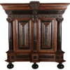 Pamono Baroque Cabinet Amsterdam Schapp, 5 Ebonized Columns, Pillow Fillings, Carved Chapters - Doors - Cornice, Secret Compartment, on High Feet, 1880 Outlet