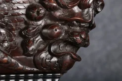 Pamono Baroque Cabinet Amsterdam Schapp, 5 Ebonized Columns, Pillow Fillings, Carved Chapters - Doors - Cornice, Secret Compartment, on High Feet, 1880 Outlet