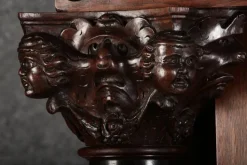 Pamono Baroque Cabinet Amsterdam Schapp, 5 Ebonized Columns, Pillow Fillings, Carved Chapters - Doors - Cornice, Secret Compartment, on High Feet, 1880 Outlet