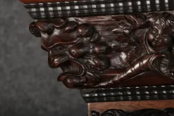 Pamono Baroque Cabinet Amsterdam Schapp, 5 Ebonized Columns, Pillow Fillings, Carved Chapters - Doors - Cornice, Secret Compartment, on High Feet, 1880 Outlet