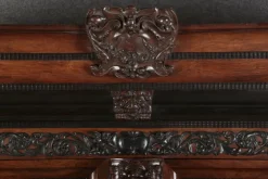 Pamono Baroque Cabinet Amsterdam Schapp, 5 Ebonized Columns, Pillow Fillings, Carved Chapters - Doors - Cornice, Secret Compartment, on High Feet, 1880 Outlet