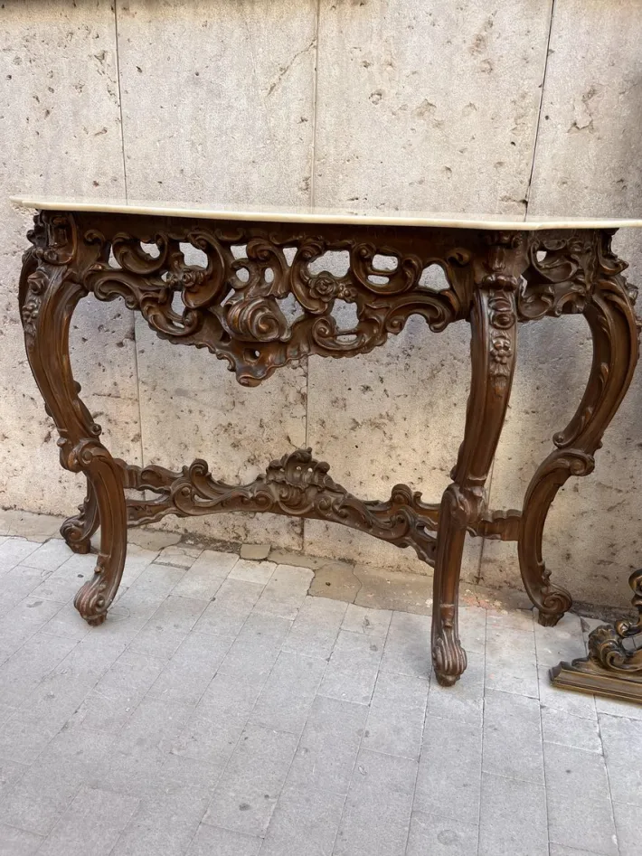 Pamono Baroque Console and Mirror in Wood, 1900s, Set of 2 Discount