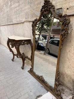 Pamono Baroque Console and Mirror in Wood, 1900s, Set of 2 Discount