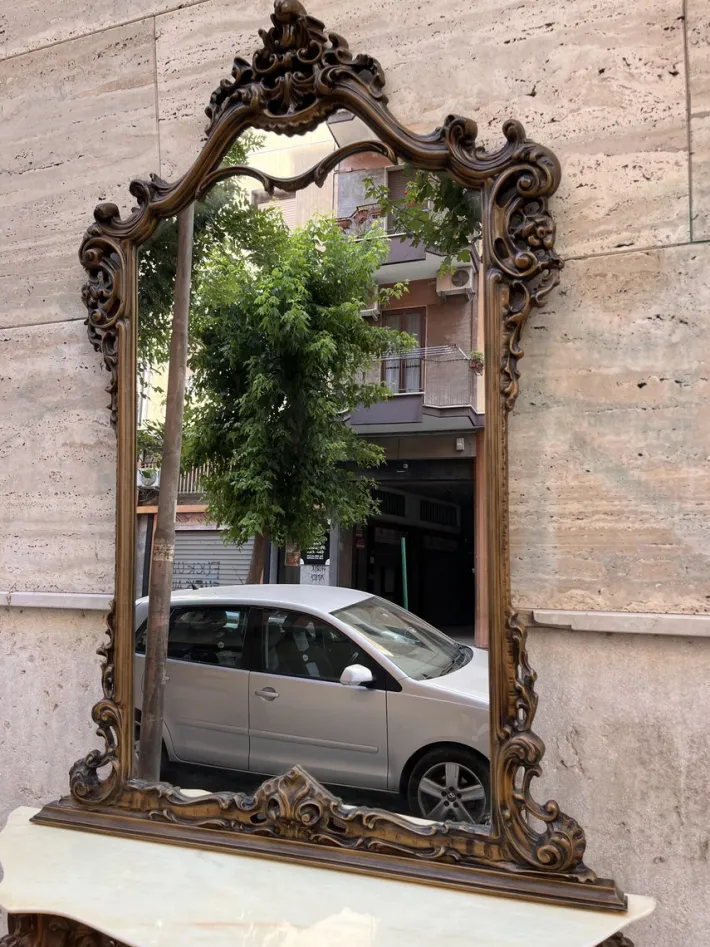 Pamono Baroque Console and Mirror in Wood, 1900s, Set of 2 Discount