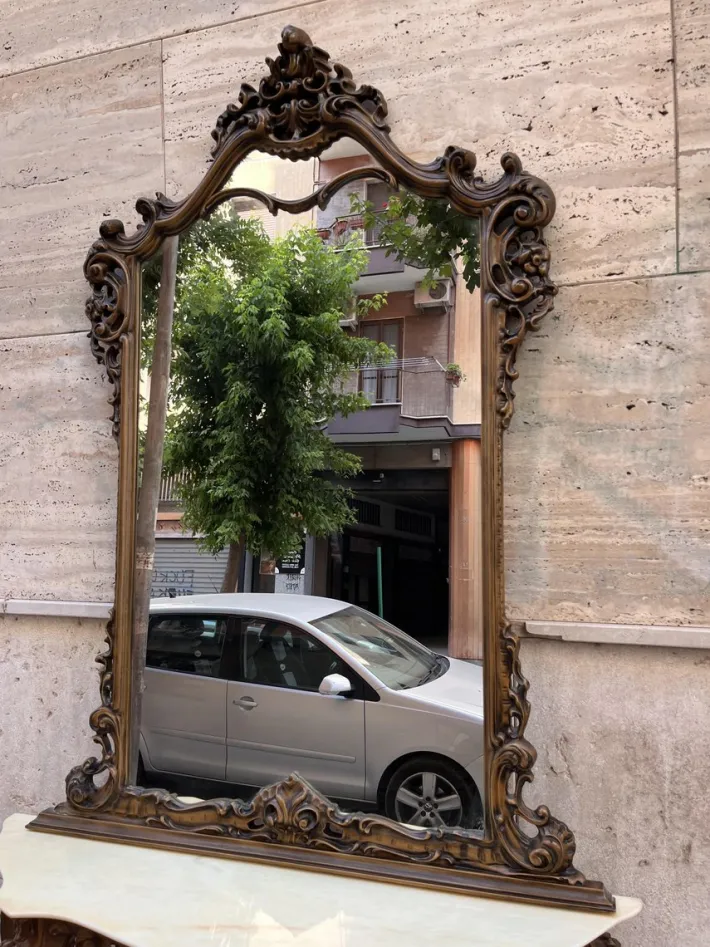 Pamono Baroque Console and Mirror in Wood, 1900s, Set of 2 Discount