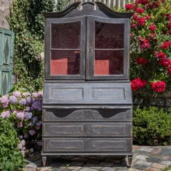 Pamono Baroque Secretaire in Dark Grey, 1700s