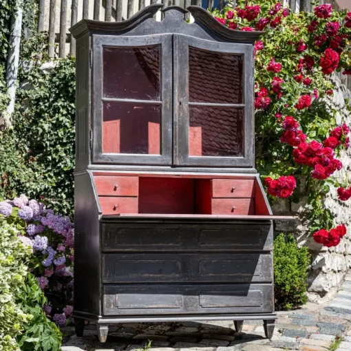 Pamono Baroque Secretaire in Dark Grey, 1700s