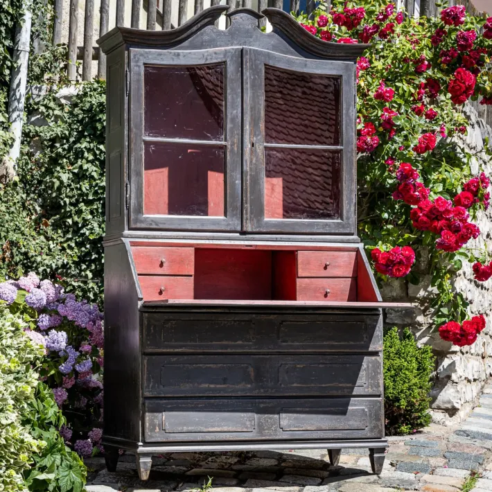 Pamono Baroque Secretaire in Dark Grey, 1700s
