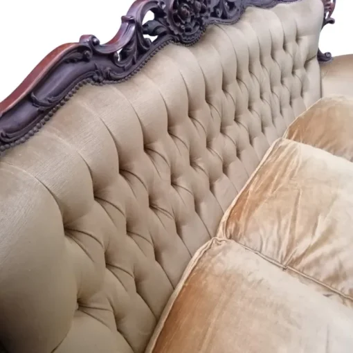 Pamono Baroque Sofa in Golden Velvet, 1950s Clearance
