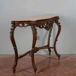 Pamono Baroque Style Carved Console Table with Pink Marble Top, 1960s Clearance