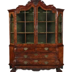 Pamono Baroque Walnut Display Cabinet, Holland, 1750s