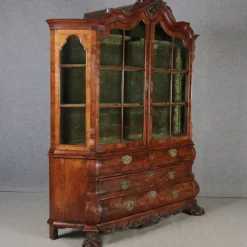 Pamono Baroque Walnut Display Cabinet, Holland, 1750s