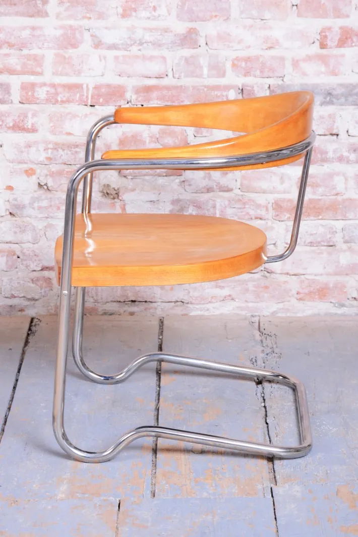 Pamono Bauhaus Armchair in Beech by Ladislav Žák, 1930s Discount