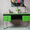 Pamono Bauhaus Desk in Green and Black Wood and Chrome Metal, 1980s Discount