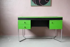 Pamono Bauhaus Desk in Green and Black Wood and Chrome Metal, 1980s Discount