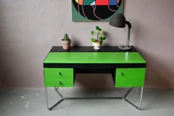Pamono Bauhaus Desk in Green and Black Wood and Chrome Metal, 1980s Discount
