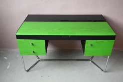 Pamono Bauhaus Desk in Green and Black Wood and Chrome Metal, 1980s Discount