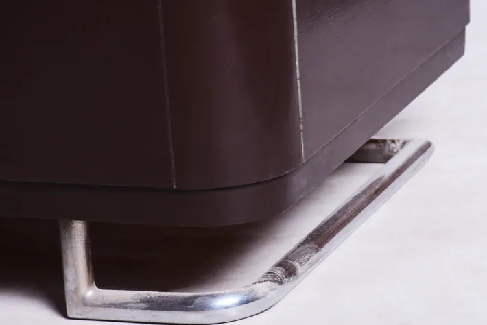 Pamono Bauhaus Lacquered Wood & Chrome Triple-Door Wardrobe attributed to Mücke Melder, 1930s Hot