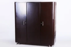 Pamono Bauhaus Lacquered Wood & Chrome Triple-Door Wardrobe attributed to Mücke Melder, 1930s Hot