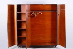Pamono Bauhaus Lacquered Wood & Chrome Triple-Door Wardrobe attributed to Mücke Melder, 1930s Hot