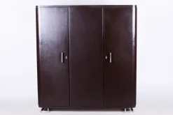 Pamono Bauhaus Lacquered Wood & Chrome Triple-Door Wardrobe attributed to Mücke Melder, 1930s Hot