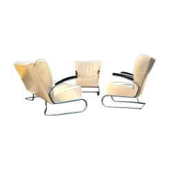 Pamono Bauhaus Modern Tubular Steel Club Seating Group Sofa + 2 Cantilever Armchairs Lounge Chairs by Mauser Werke, 3-piece CS Series, Germany, Club Möbel, 1958