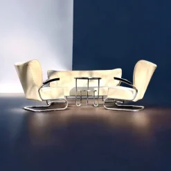 Pamono Bauhaus Modern Tubular Steel Club Seating Group Sofa + 2 Cantilever Armchairs Lounge Chairs by Mauser Werke, 3-piece CS Series, Germany, Club Möbel, 1958