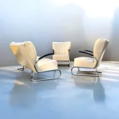 Pamono Bauhaus Modern Tubular Steel Club Seating Group Sofa + 2 Cantilever Armchairs Lounge Chairs by Mauser Werke, 3-piece CS Series, Germany, Club Möbel, 1958