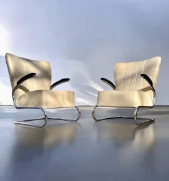 Pamono Bauhaus Modern Tubular Steel Club Seating Group Sofa + 2 Cantilever Armchairs Lounge Chairs by Mauser Werke, 3-piece CS Series, Germany, Club Möbel, 1958