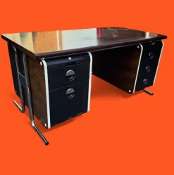 Pamono Bauhaus Rosewood Veneer and Tubular Chrome Executive Desk, 1970s Online