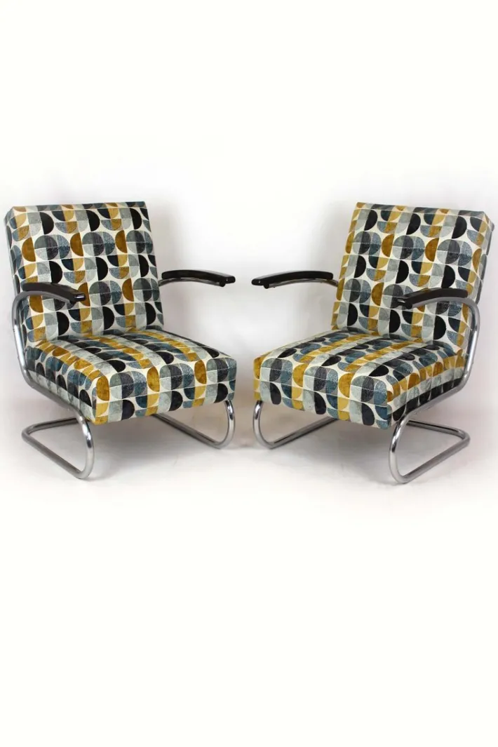 Pamono Bauhaus Tubular Armchairs attributed to Willem Hendrik Gispen for Mücke Melder, 1930s, Set of 2