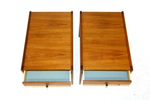 Pamono Bedside Tables in Walnut, Sweden, 1960s, Set of 2
