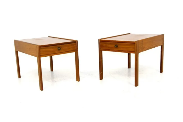 Pamono Bedside Tables in Walnut, Sweden, 1960s, Set of 2