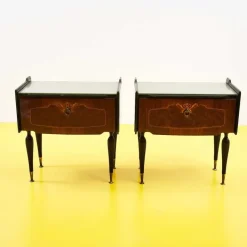 Pamono Bedside Tables with Glass Top, 1950s, Set of 2 Best