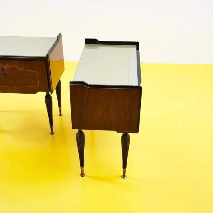 Pamono Bedside Tables with Glass Top, 1950s, Set of 2 Best