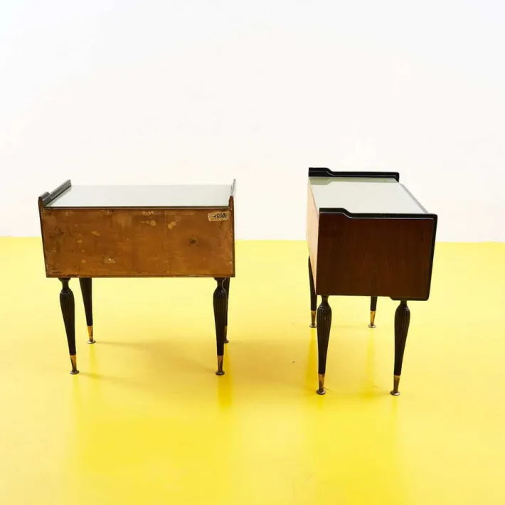 Pamono Bedside Tables with Glass Top, 1950s, Set of 2 Best