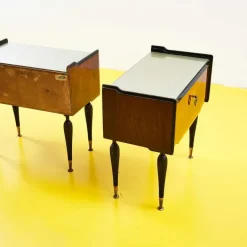 Pamono Bedside Tables with Glass Top, 1950s, Set of 2 Best