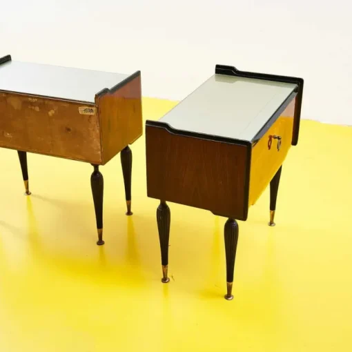 Pamono Bedside Tables with Glass Top, 1950s, Set of 2 Best